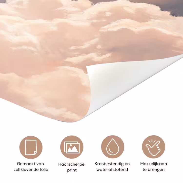 Wolken - Zonsondergang - Natuur - Pastel - Roze deurposter klein -closeup_NL