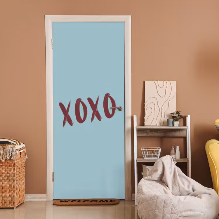 XOXO - Blauw - Rood deurposter klein -sfeer1