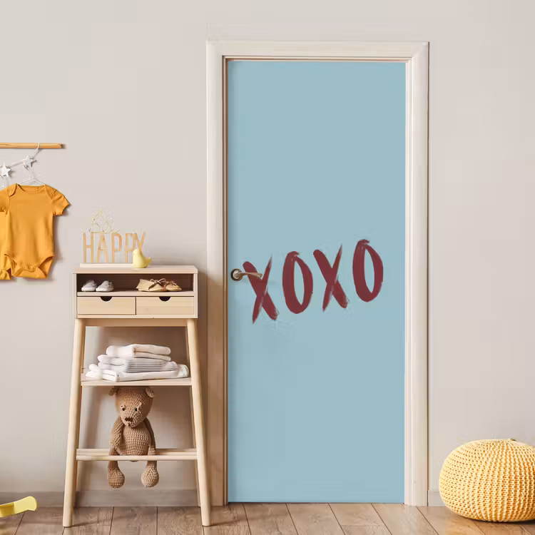 XOXO - Blauw - Rood deurposter klein -sfeer4