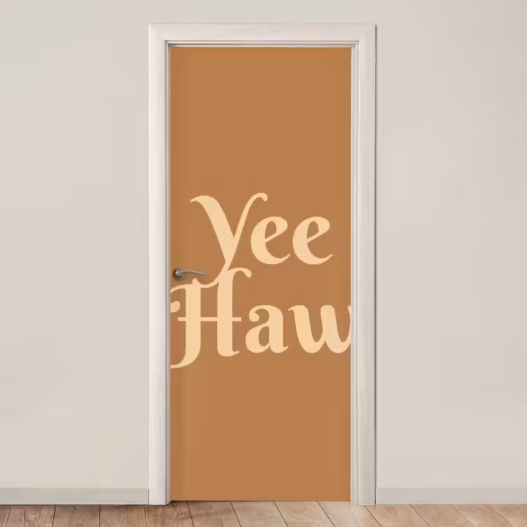 Yee haw - Bruin - Minimalistisch deurposter klein -3d_beige