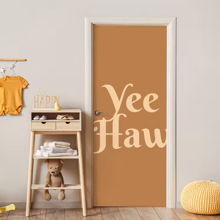 Yee haw - Bruin - Minimalistisch deurposter klein -sfeer4