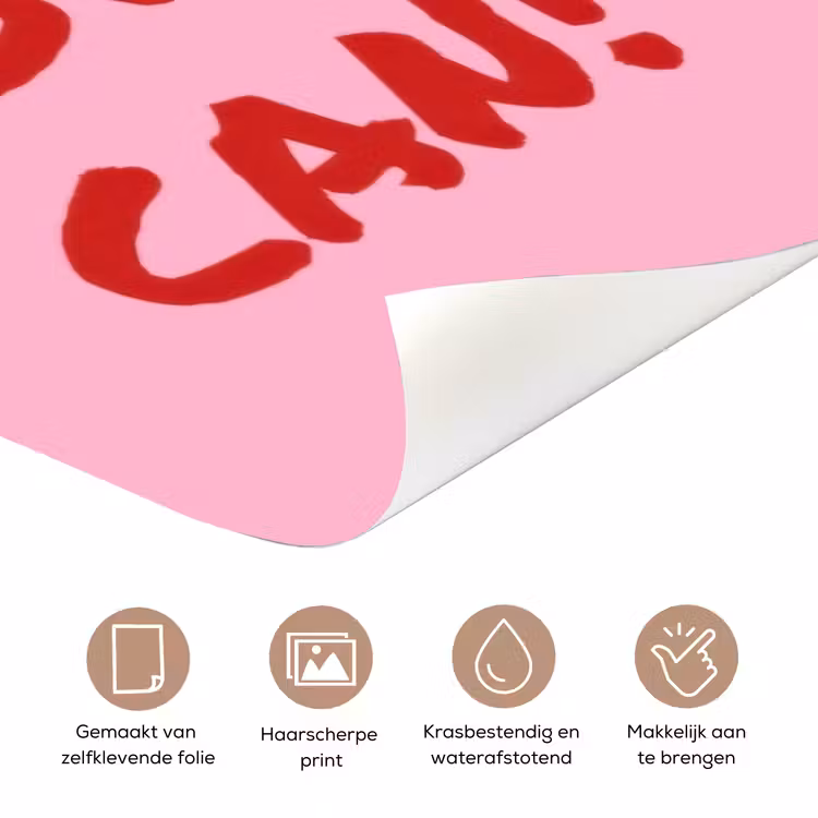 Yes you can do it - Rood - Roze deurposter klein -closeup_NL