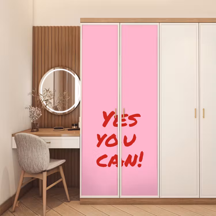 Yes you can do it - Rood - Roze deurposter klein -sfeer3