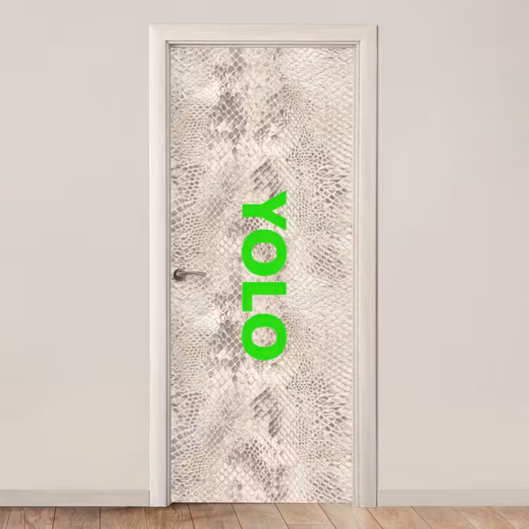YOLO - Groen - Neon - Slangenprnt deurposter klein -3d_beige
