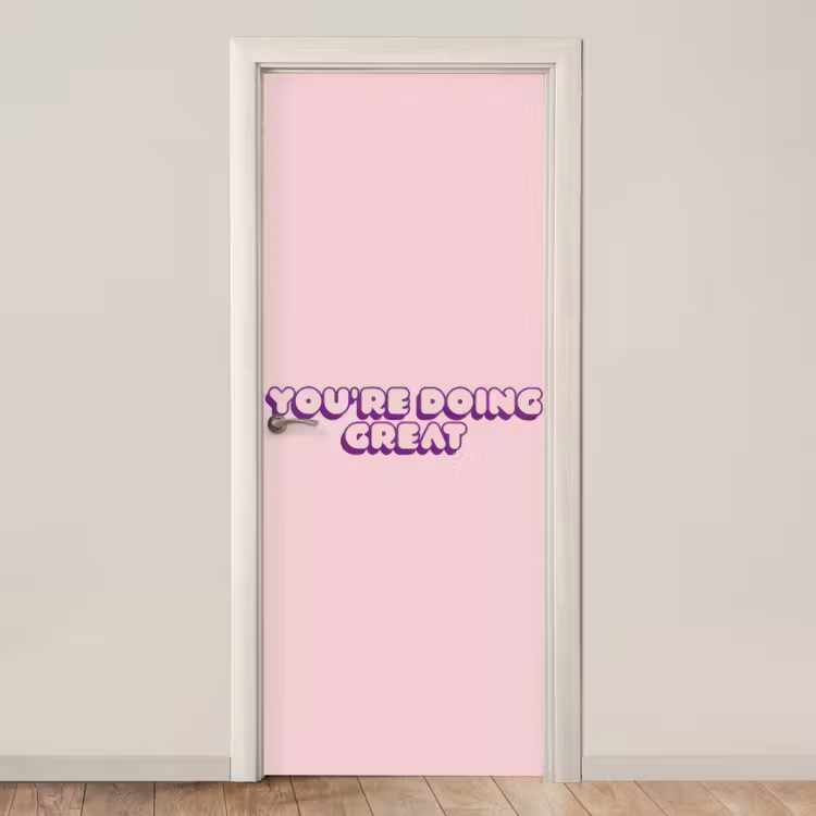 You're doing great - roze - 3D deurposter klein -3d_beige