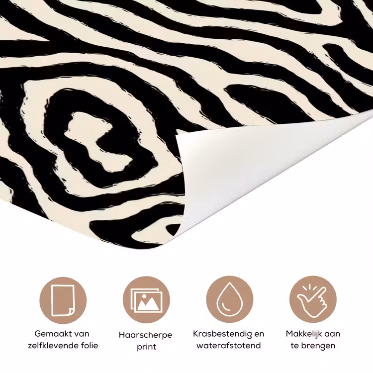 Zebra - Abstract - Zwart deurposter klein 289 -closeup_NL