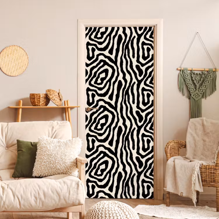 Zebra - Abstract - Zwart deurposter klein 289 -sfeer2