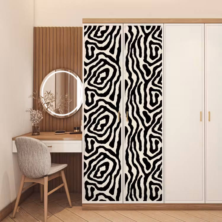 Zebra - Abstract - Zwart deurposter klein 289 -sfeer3