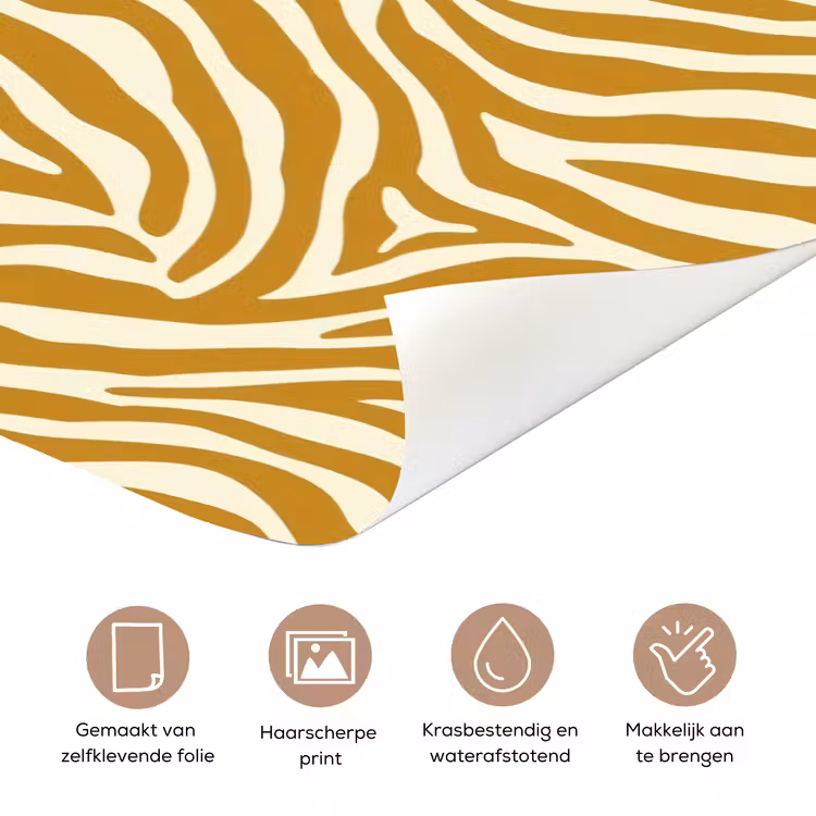 Zebra - Klassiek - Oker - Geel deurposter klein 289 -closeup_NL