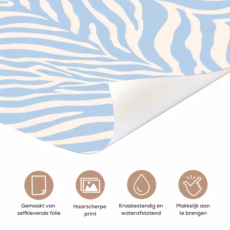 Zebra - Motief - Blauw - Wit deurposter klein 289 -closeup_NL