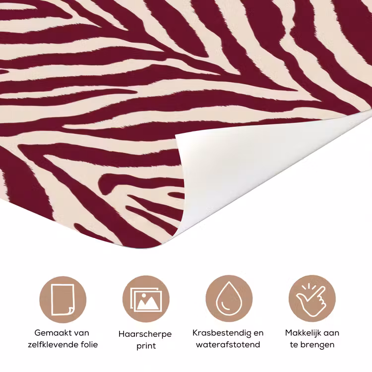 Zebra - Motief - Bordeaux - Rood deurposter klein 289 -closeup_NL