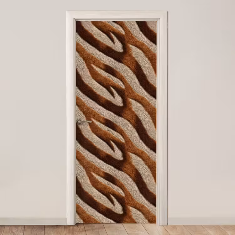Zebra - Patroon - Bruin deurposter klein 289 -3d_beige