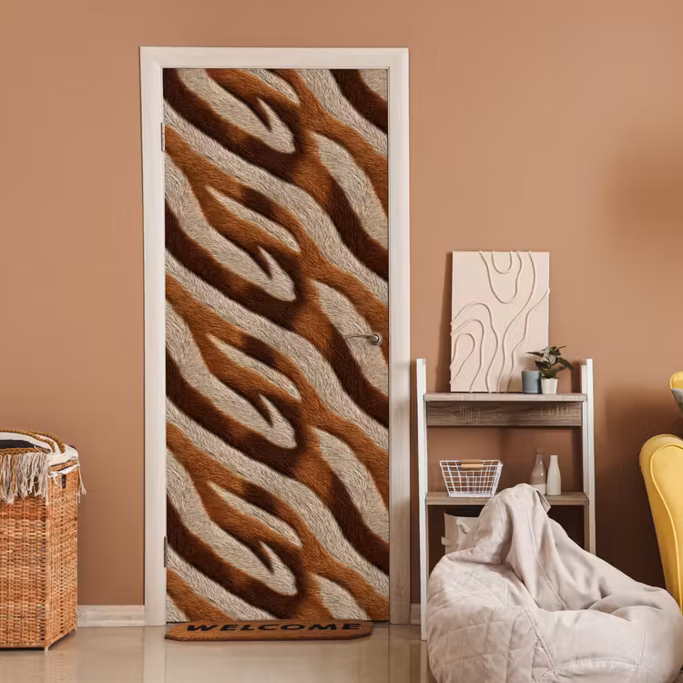 Zebra - Patroon - Bruin deurposter klein 289 -sfeer1