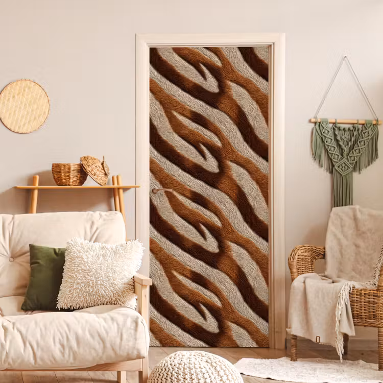 Zebra - Patroon - Bruin deurposter klein 289 -sfeer2