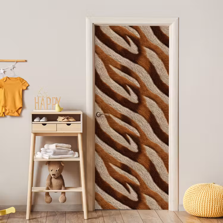 Zebra - Patroon - Bruin deurposter klein 289 -sfeer4