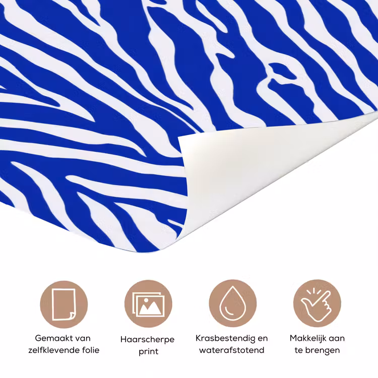 Zebra - Patroon - Kobalt - Blauw deurposter klein 289 -closeup_NL
