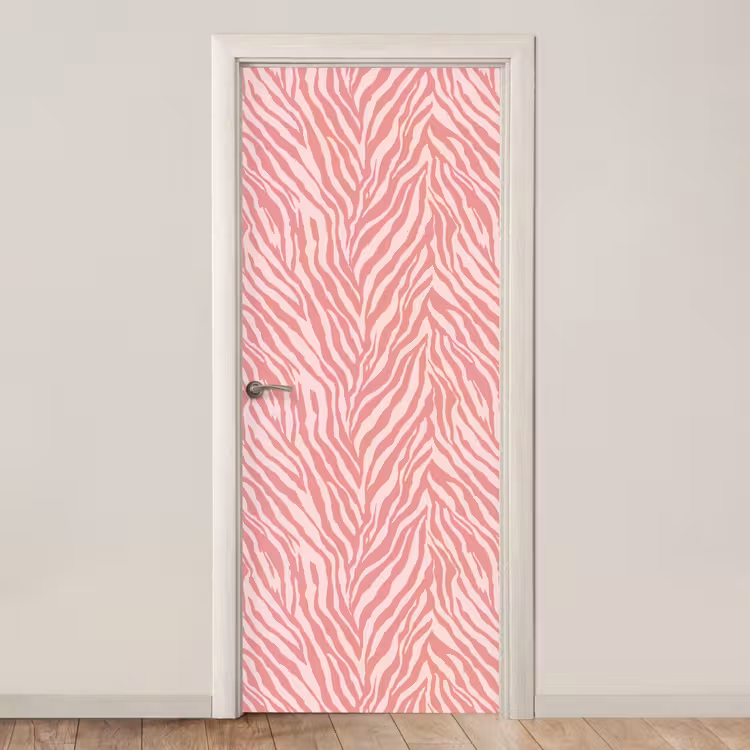 Zebra - Print - Roze deurposter klein 289 -3d_beige
