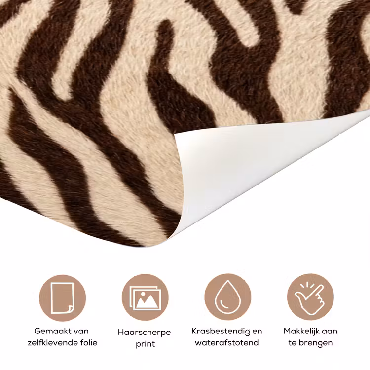 Zebra - Strepen - Bruin deurposter klein -closeup_NL