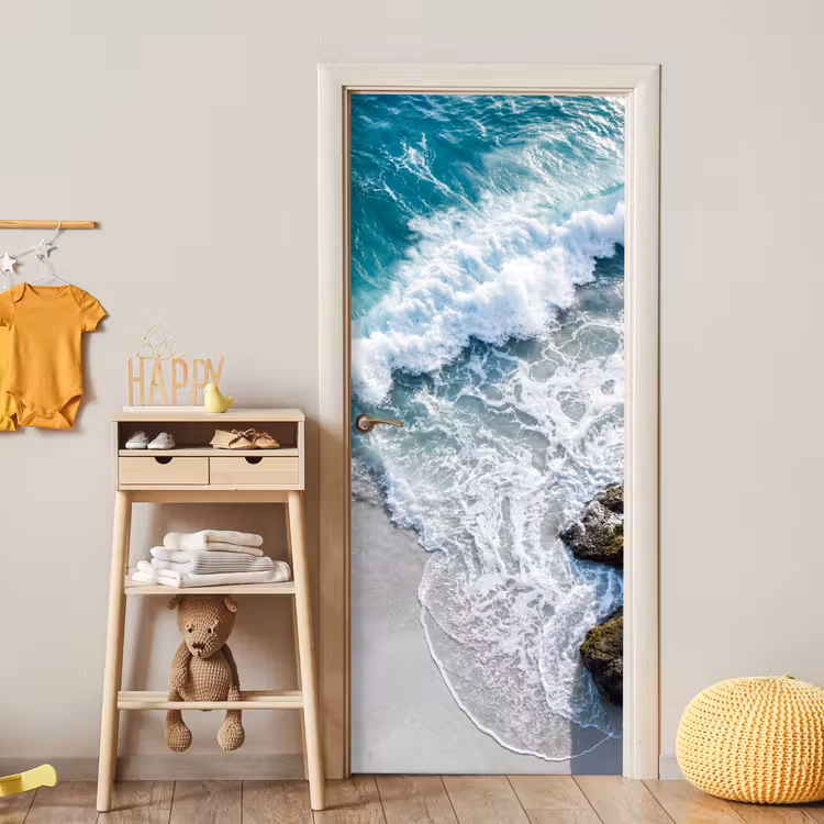 Zee - Golf - Strand - Natuur - Blauw deurposter klein -sfeer4