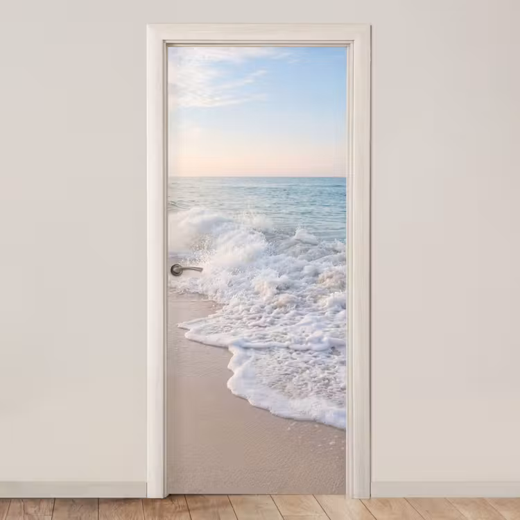 Zee - Golven - Strand - Natuur - Wit deurposter klein -3d_beige