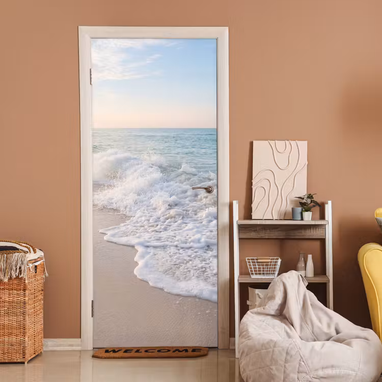 Zee - Golven - Strand - Natuur - Wit deurposter klein -sfeer1