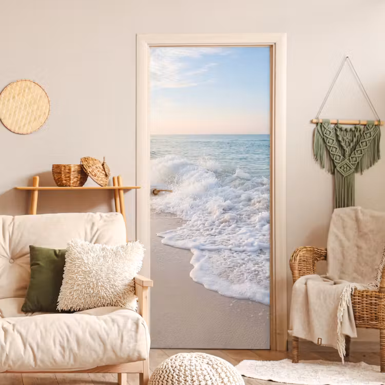 Zee - Golven - Strand - Natuur - Wit deurposter klein -sfeer2
