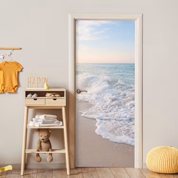 Zee - Golven - Strand - Natuur - Wit deurposter klein -sfeer4