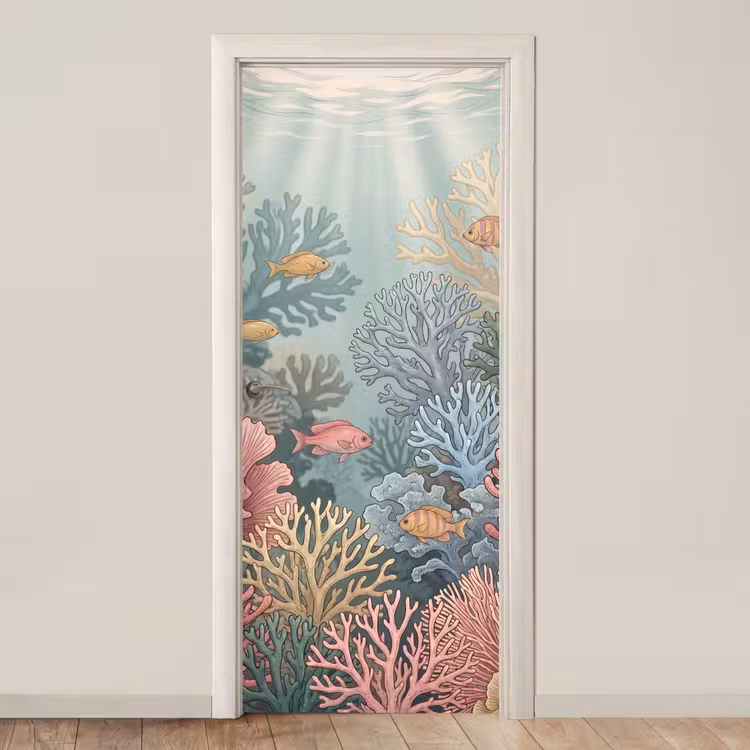 Zee - Koraal - Vis - Natuur - Kleurrijk deurposter klein -3d_beige