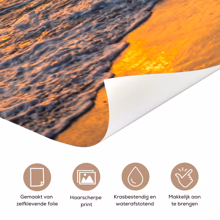 Zee - Zonsondergang - Boot - Natuur - Oranje deurposter klein -closeup_NL
