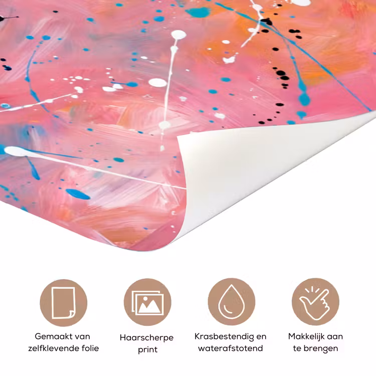 Zeeleven - Kreeft - Spatters - Abstract - Roze deurposter klein -closeup_NL