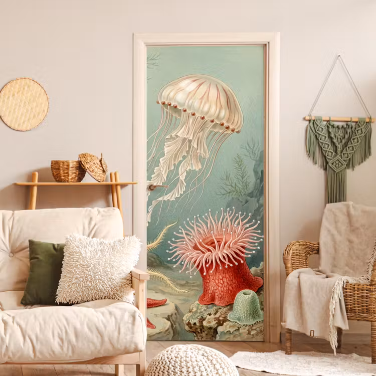 Zeeleven - Kwal - Onderwater - Illustratie - Beige deurposter klein -sfeer2