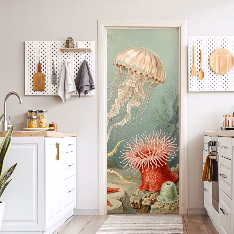 Zeeleven - Kwal - Onderwater - Illustratie - Beige deurposter klein -sfeer5
