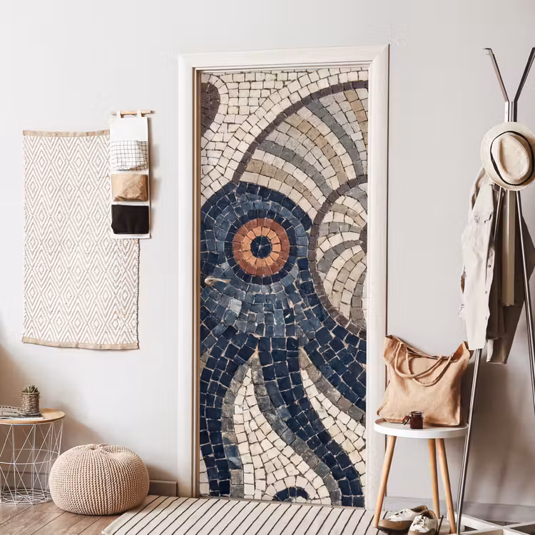 Zeeleven - Mozaïek - Kunst - Vintage - Beige deurposter klein -sfeer6