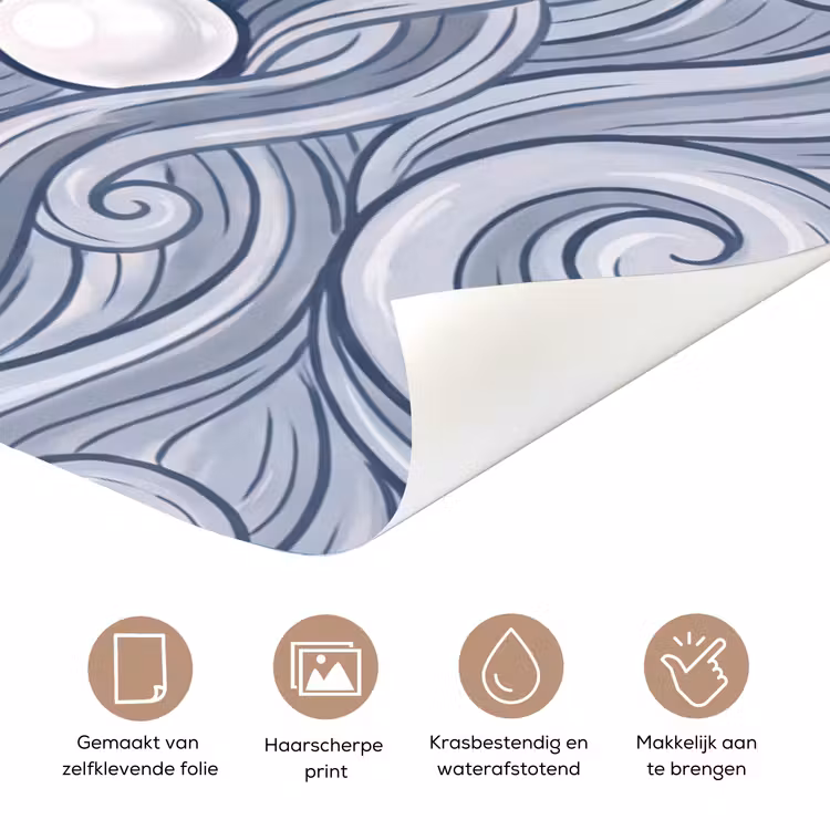 Zeemeermin - Schelp - Zee - Fantasie - Blauw deurposter klein -closeup_NL