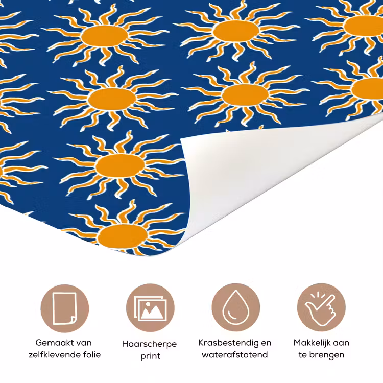 Zon - Patroon - Blauw deurposter klein 289 -closeup_NL