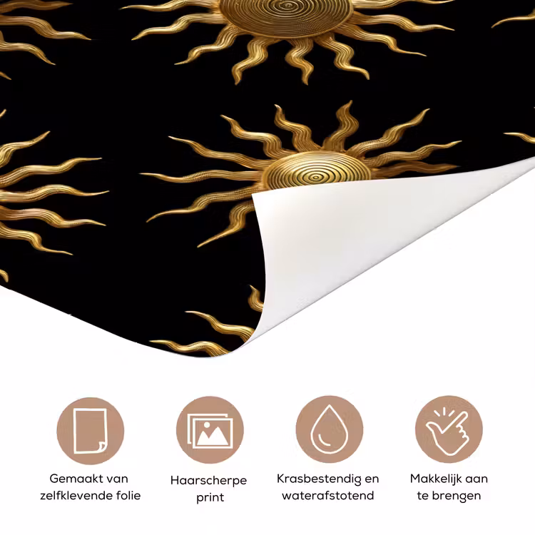 Zon - Patroon - Luxe - Goud - Zwart deurposter klein 289 -closeup_NL