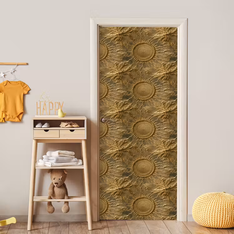 Zon - Reliëf - Antiek - Goud deurposter klein 289 -sfeer4