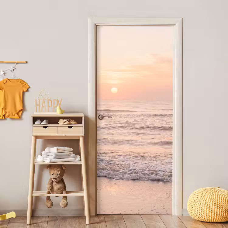 Zon - Strand - Roze deurposter klein -sfeer4