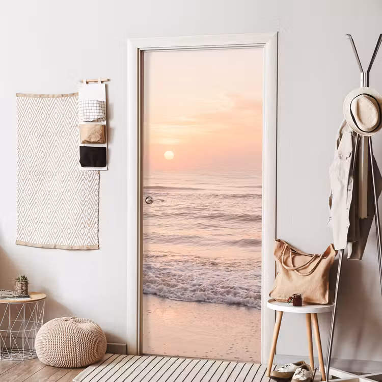 Zon - Strand - Roze deurposter klein -sfeer6