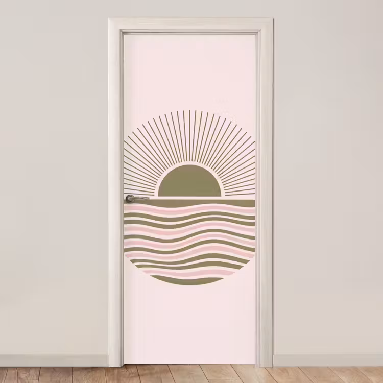 Zon - Zee - Abstract - Modern - Roze deurposter klein -3d_beige