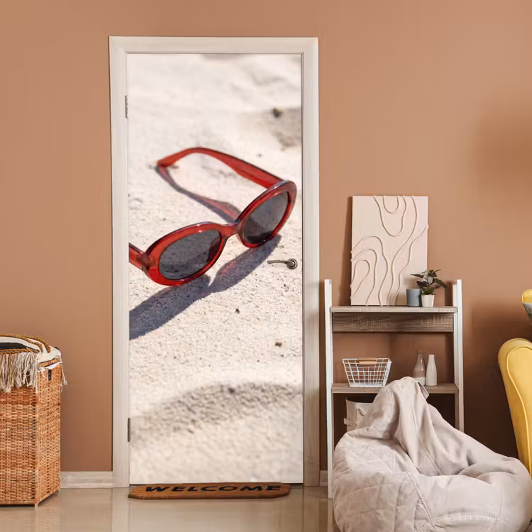 Zonnebril - Strand - Vakantie - Rood deurposter klein -sfeer1