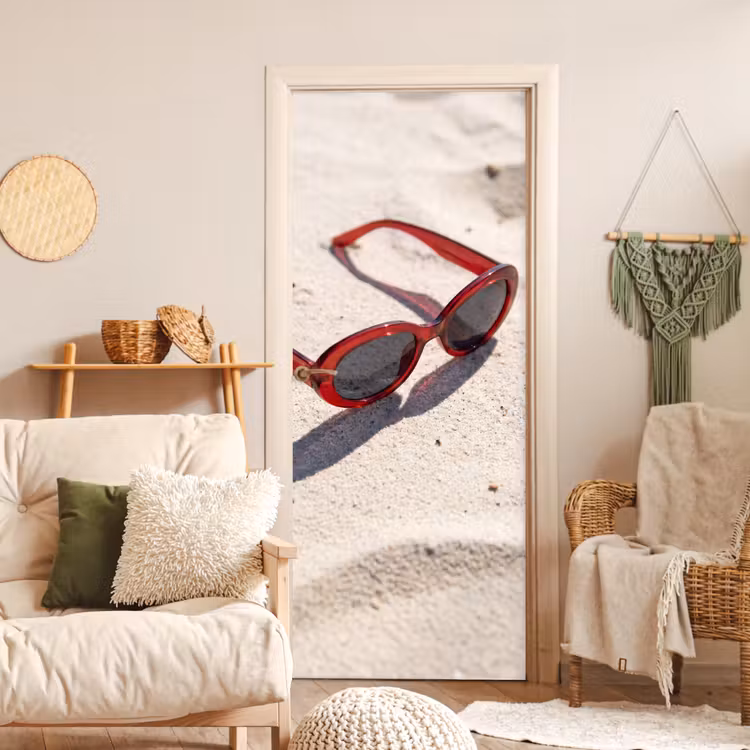 Zonnebril - Strand - Vakantie - Rood deurposter klein -sfeer2