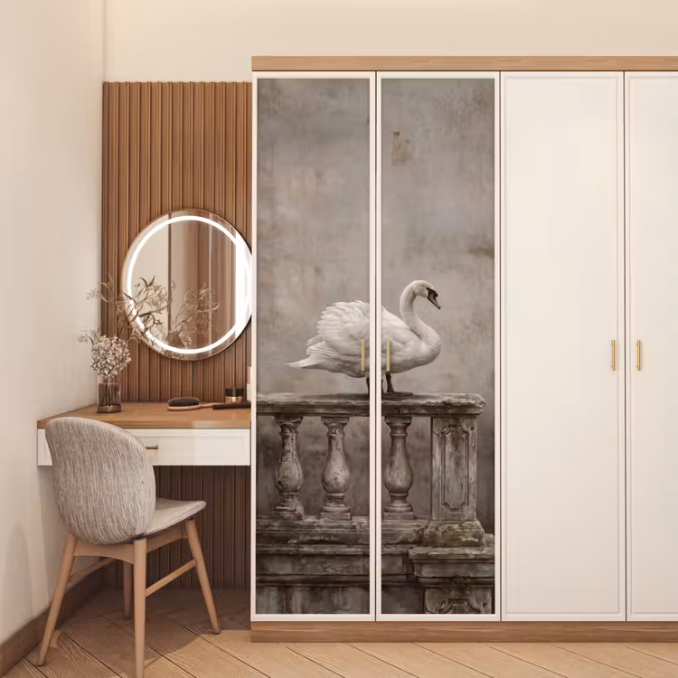 Zwaan - Elegant - Dieren - Wit deurposter klein -sfeer3
