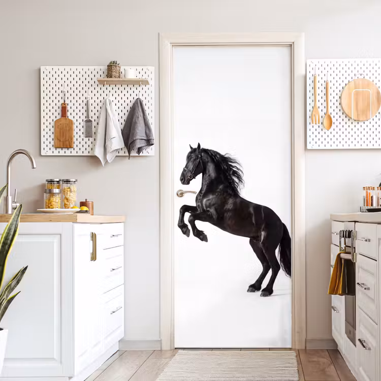Zwart - Paard - Portret deurposter klein -sfeer5