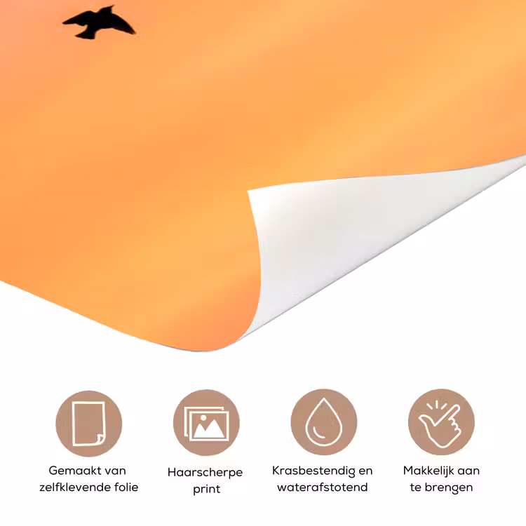 Zwerm - Vogels - Oranje deurposter klein -closeup_NL