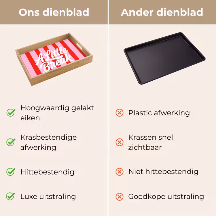 A Little Break - Strepen - Rood - Roze Dienblad Rechthoek middel -USP_VergelijkingNL
