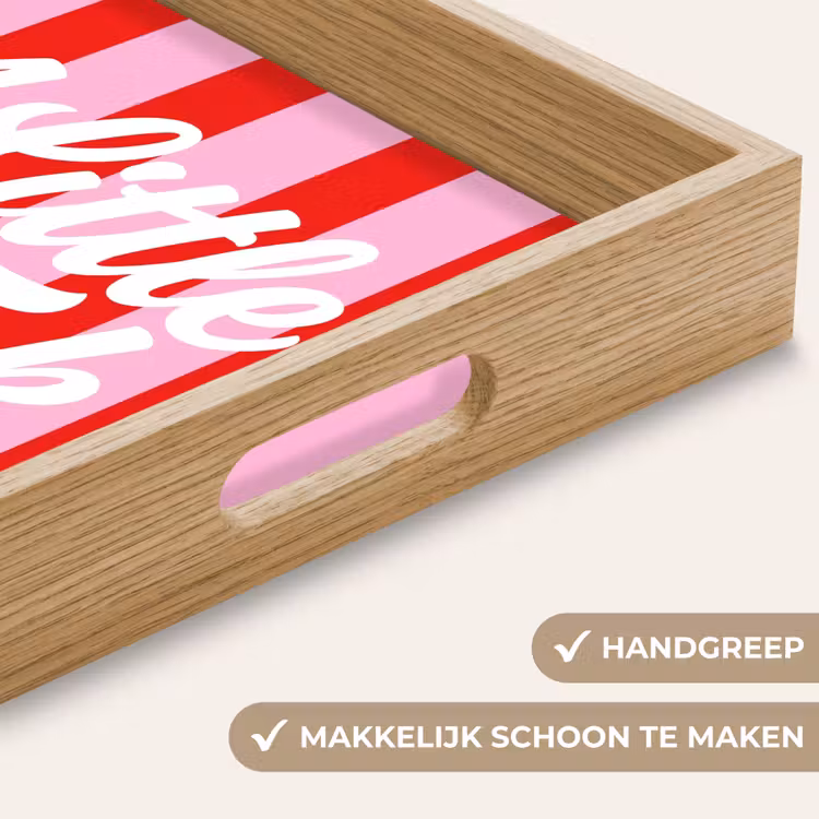 A Little Break - Strepen - Rood - Roze Dienblad Rechthoek middel -USP_HandgreepNL