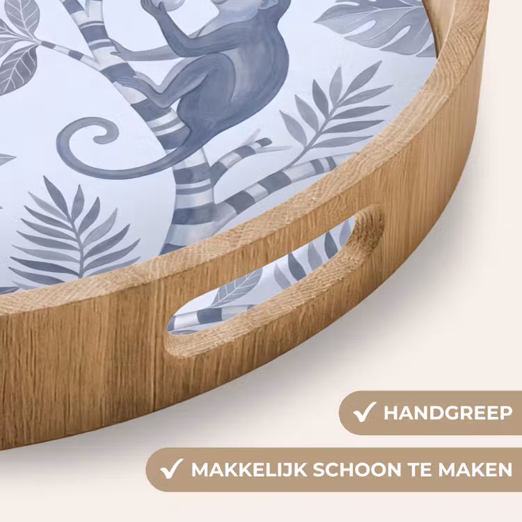 Aap - Boom - Bladeren - Jungle - Illustratie Dienblad Rond middel -USP_HandgreepNL