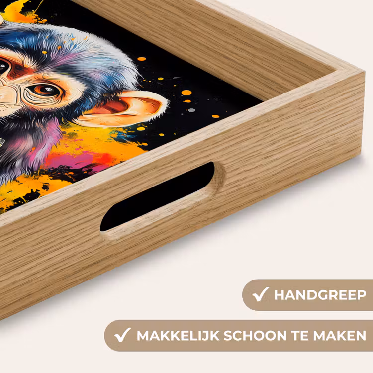 Aap - Graffiti - Kleurrijk - Bananen - Modern Dienblad Rechthoek middel -USP_HandgreepNL