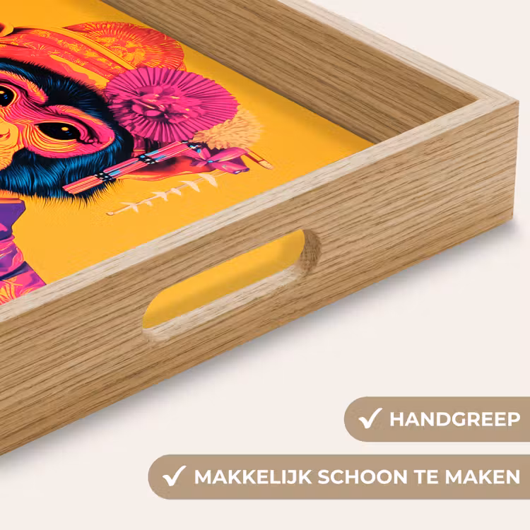 Aap - Kimono - Bloemen - Hoofdtooi Dienblad Rechthoek middel -USP_HandgreepNL
